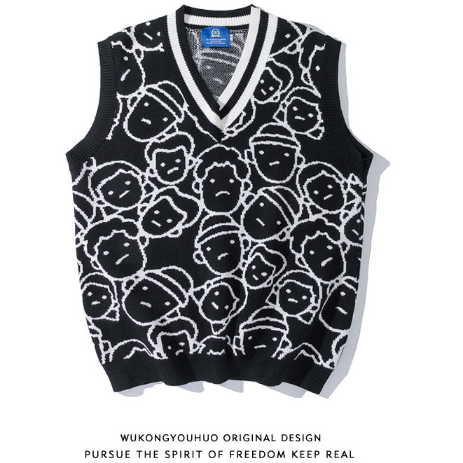 Áo len ghile sweater không tay cổ tim   form rộng phong cách Hàn Quốc nhiều màu dễ phối  không tay cổ V thời trang dành cho nam