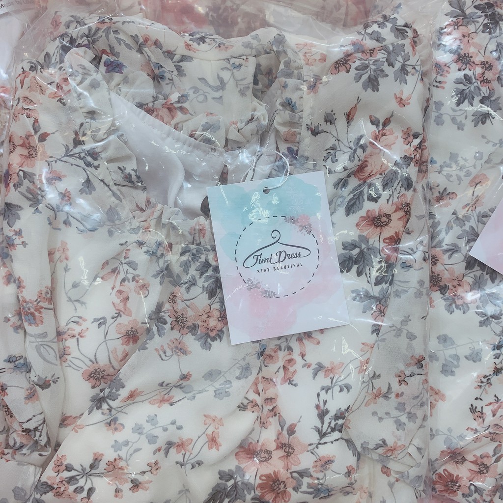 Váy hoa nhí, đầm babydoll tay dài , dáng xuông voan 2 lớp dễ thương DAM0201