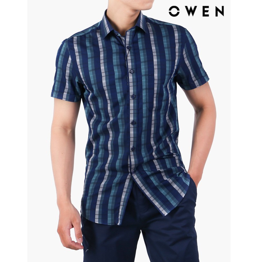 Áo sơ mi ngắn tay OWEN Bạch đàn Regularfit màu xanh - AR22695NT