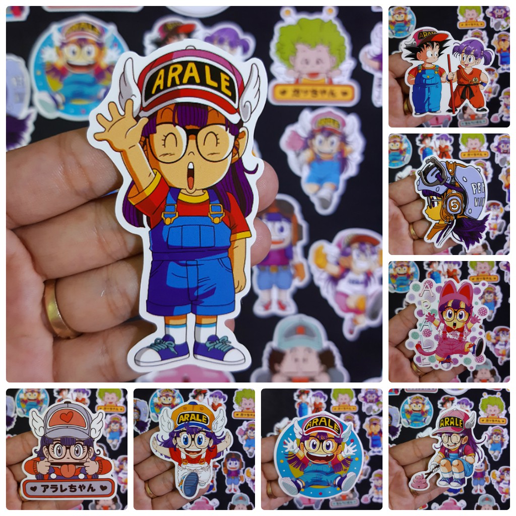 Bộ Sticker dán cao cấp chủ đề ARALE - CÔ BÉ ROBOT - Dùng dán Xe, dán mũ bảo hiểm, dán Laptop...