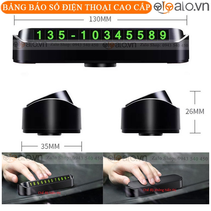 Bảng Báo Số Điện Thoại Trong Ô Tô Xe Hơi Loại 8 Bộ Số Cao Cấp - Màu Đen | OTOALO