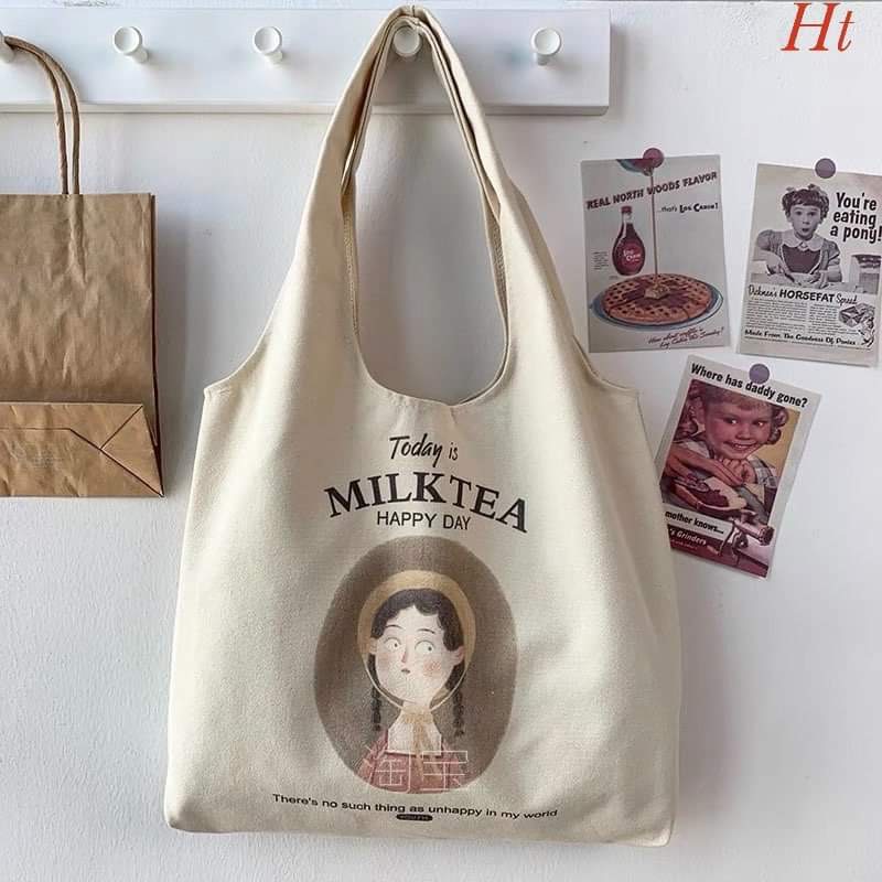 [FREESHIP, HÀNG HOT] TÚI QUAI TRÒN IN HÌNH CÔ GÁI PHONG CÁCH CỔ ĐIỂN ĐI HỌC ĐI CHƠI CỰC TEEN CỰC LẠ PHỐTHỜITRANG HOTTEEN