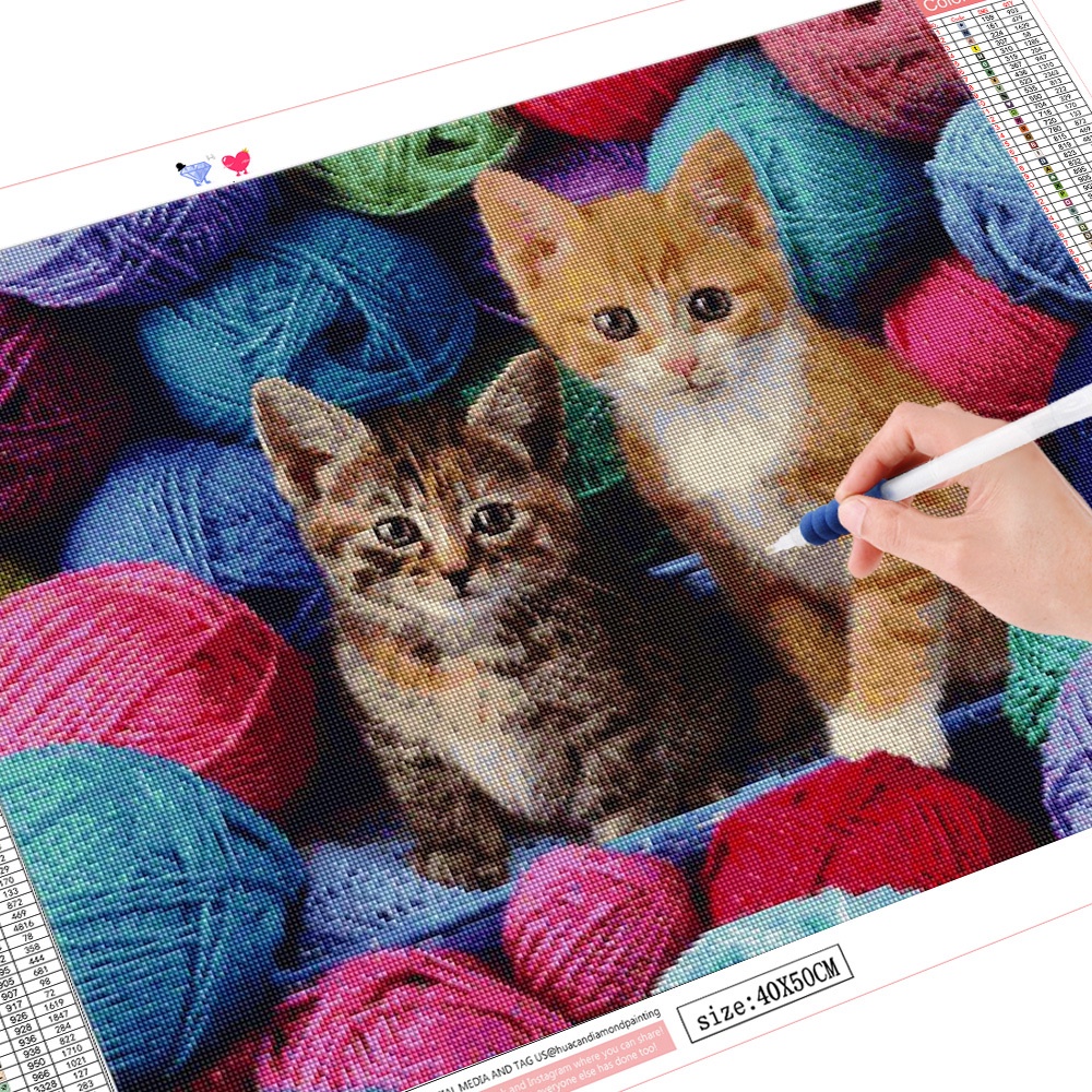 Bộ Tranh Đính Đá 5D Họa Tiết Chú Mèo Dễ Thương Độc Đáo DIY Dùng Trang Trí Nhà Cửa