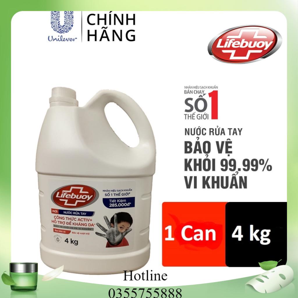 Nước rửa tay Lifebuoy Bạc Bảo Vệ Can 4kg, giúp sạch khuẩn và bảo vệ  khỏi 99.9% vi khuẩn tốt nhất trên da.