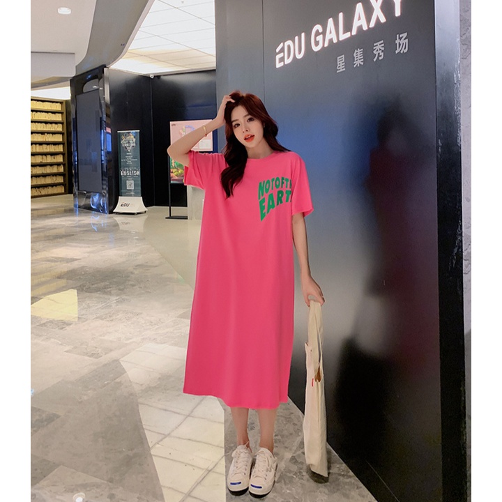 Đầm Suông Váy Dài Form Rộng Tay Lỡ Cổ Tròn In Hình Bá Đạo Cool Ngầu Chất Cotton Trẻ Trung Năng Động TTDS0493