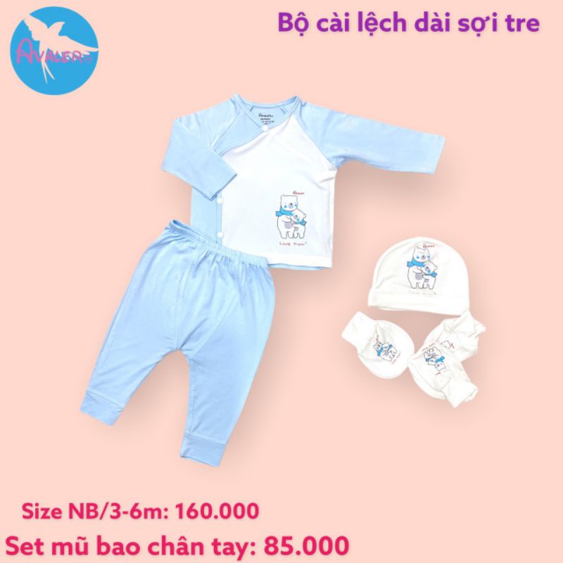 Bộ Cúc Lệch Sơ Sinh Sợi Tre Avaler