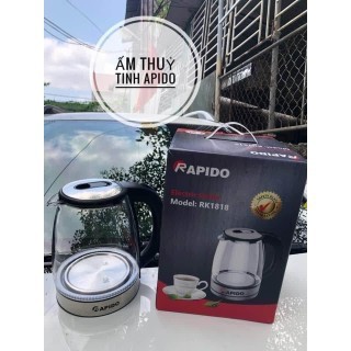 ẤM SIÊU TỐC CAO CẤP RAPIDO 1,8L BẰNG THỦY TINH TRONG SUỐT CHỊU NHIỆT, CÓ ĐÈN BÁO, TAY CẦM BẰNG NHỰA CHỐNG NÓNG