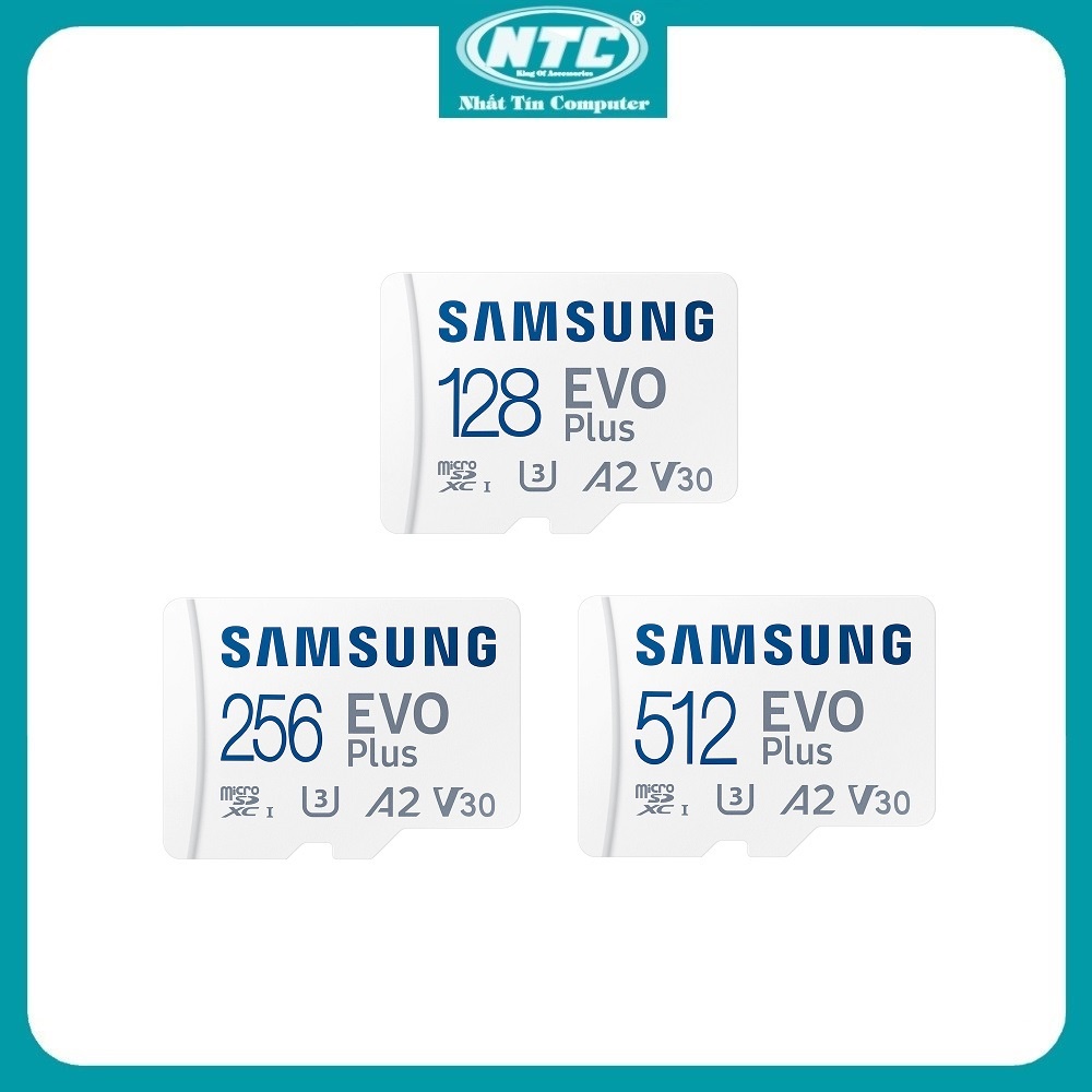 Thẻ nhớ MicroSDXC Samsung Evo Plus U3 A2 V30 512GB / 256GB / 128GB 130MB/s V2021 (Trắng)