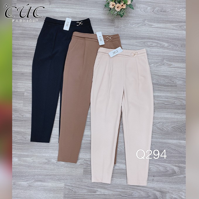 Quần baggy nữ công sở cao cấp Cúc Fashion Q294 quần tây bagy ks cạp 2 móc tròn