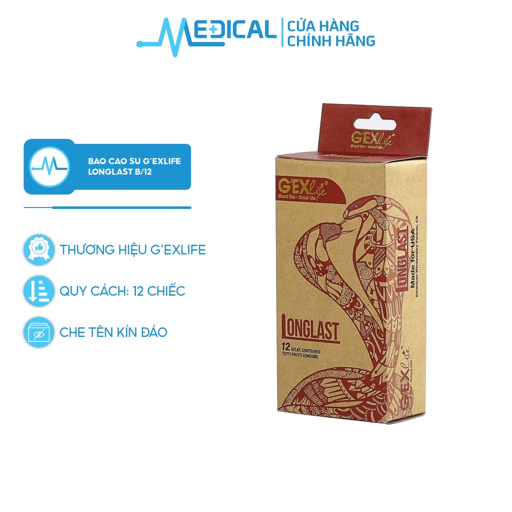 Bao cao su G'EXlife Longlast B/12 (Hộp 12 chiếc) - MEDICAL