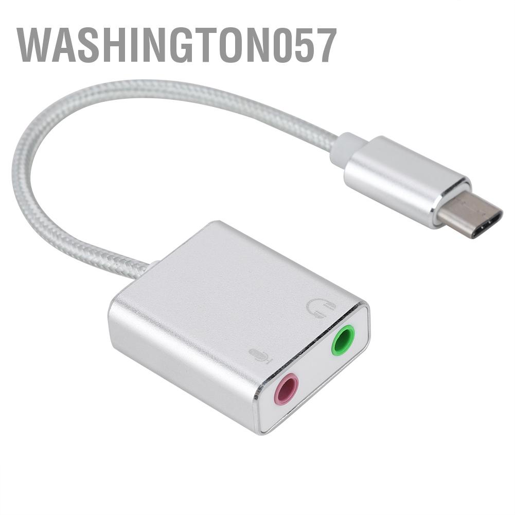 Washington057 Washington057 Hợp kim nhôm Loại C Bộ chuyển đổi âm thanh cạc stereo bên ngoài 3 5 mm EZ1247