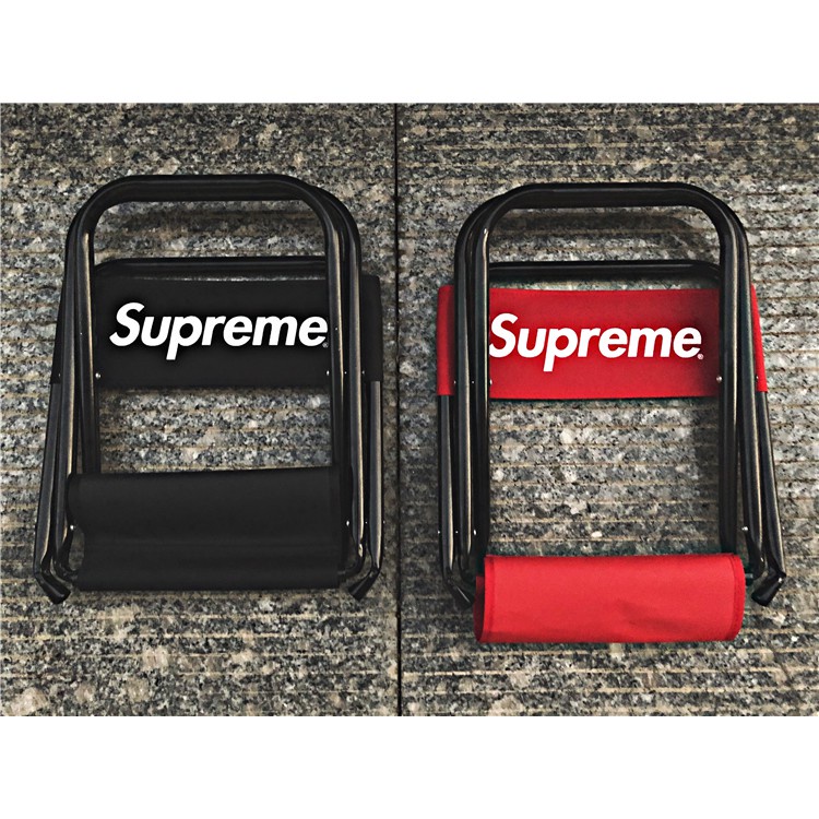 [HypeBeast] Ghế Supreme, ghế xếp Supreme mang đi cắm trại, câu cá cực Hype, khung thép, vải dù 2 màu đen, đỏ BapeVN