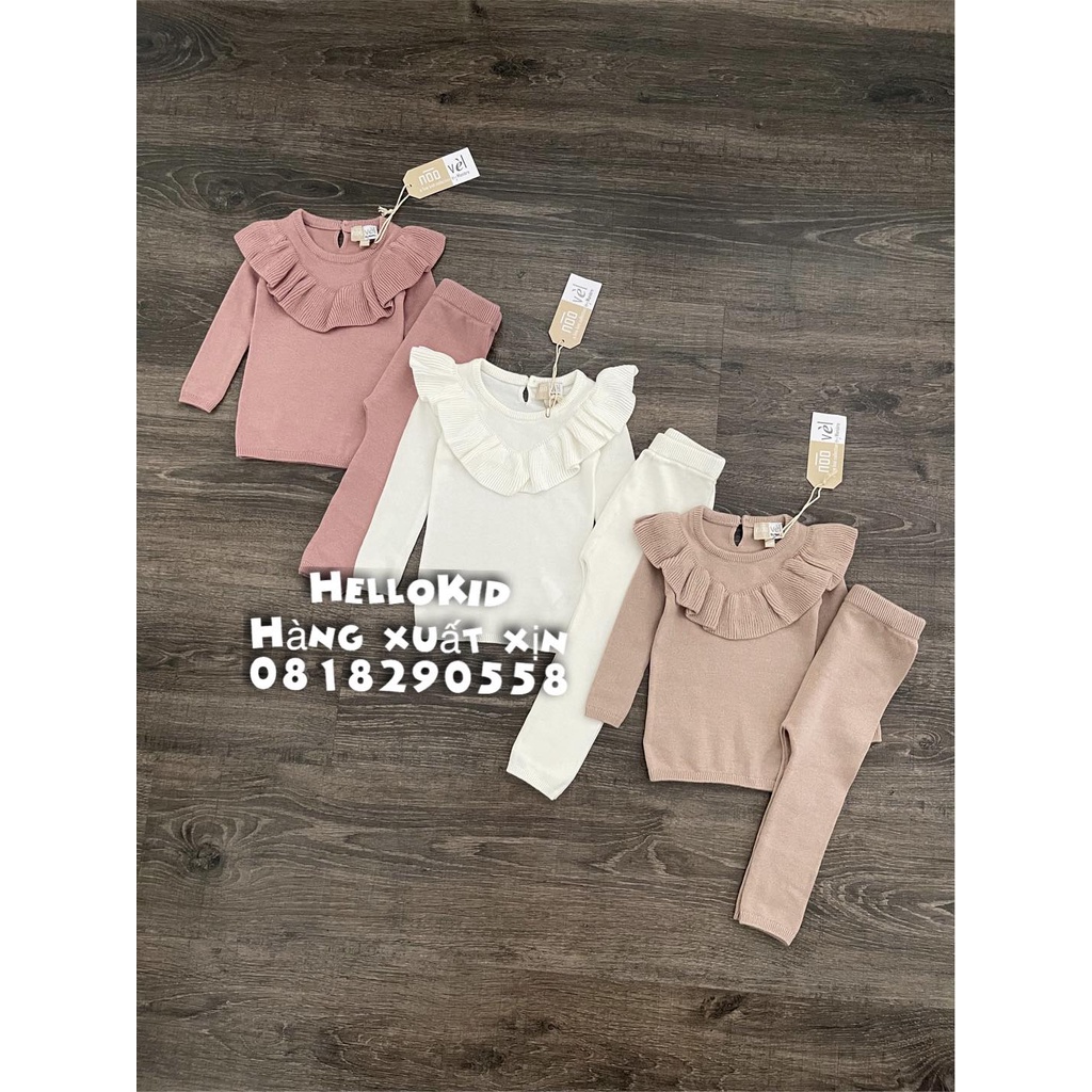 B540 - Bộ len riềm trơn màu sang chảnh xuất Us bé gái