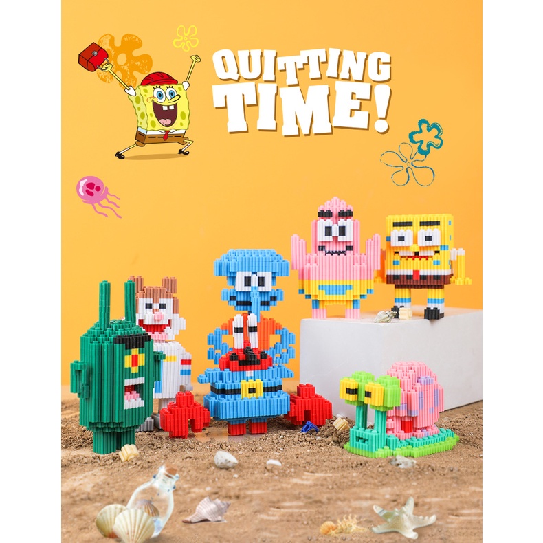 Mô hình lắp ráp 3D SpongeBob Hapi Toys - BST 7 nhân vật Bọt Biển, Trùm cua, Ốc Sên Đồ chơi xếp hình sáng tạo