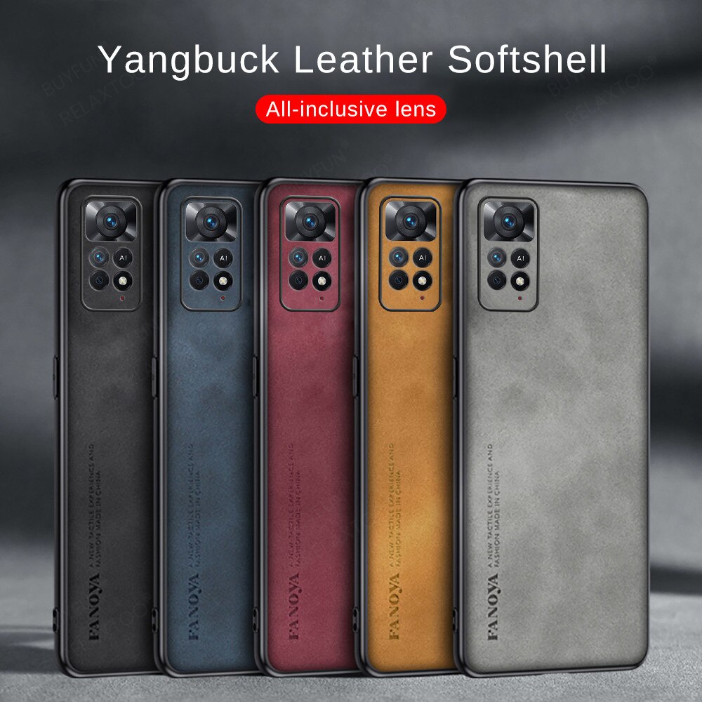 For Xiaomi Redmi Note 11 Pro Case Sheepskin Leather Matte Coque Redmy Not 11S 4G 11Pro Plus 5G Shockproof Soft Frame Slim Cover