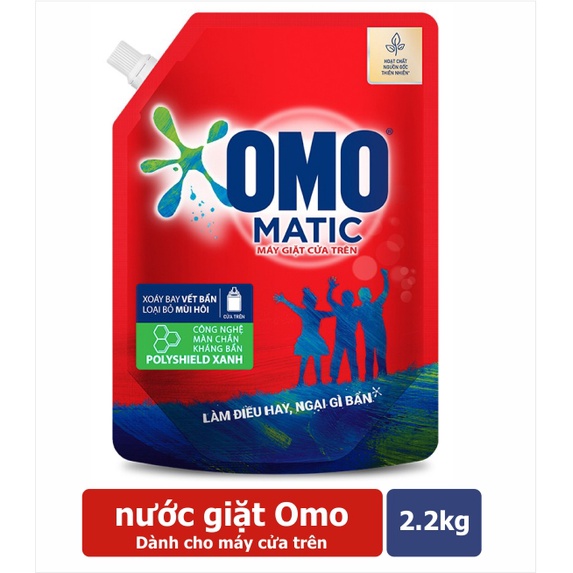 [Hoả Tốc] Nước Giặt OMO cho máy cửa trên có nắp vặn sạch khử mùi túi và chai 2.2kg đến 4.2kg