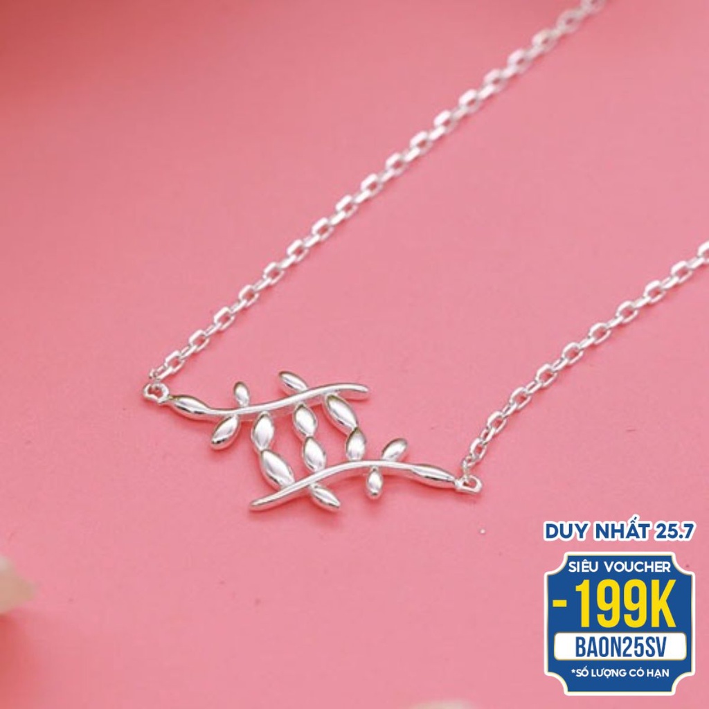 Dây Chuyền Bạc Ý S925 Hình Nhành Lá Olive Xinh Xắn DB-1567-Trang sức bạc Bảo Ngọc Jewelry