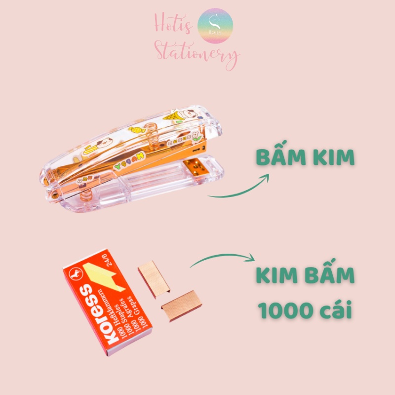 Bấm kim trong suốt cỡ lớn 16x3.5x6cm Hotis Stationery