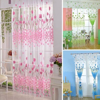 Rèm cửa bằng vải voan in hình hoa tulip