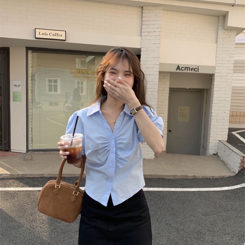 Áo Kiểu Tay Phồng Ngắn Dáng Rộng Phong Cách Pháp Hàng Mới Dành Cho Nữ 2022