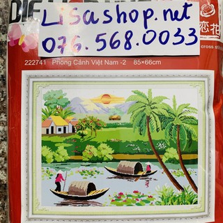 Tranh thêu phong cảnh đồng quê 85x66cm chưa thêu 222741