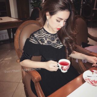 Đầm ren phối nhung