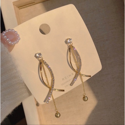Khuyên tai đuôi cá đính đá dáng dài KT22009