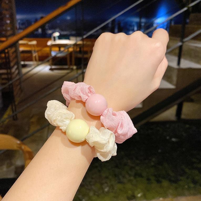 Dây Buộc Tóc Vải KOGANO Dây Buộc Tóc Scrunchies Nữ Đính Phụ Kiện Ngọc Nhân Tạo Xinh Xắn FAH-001255