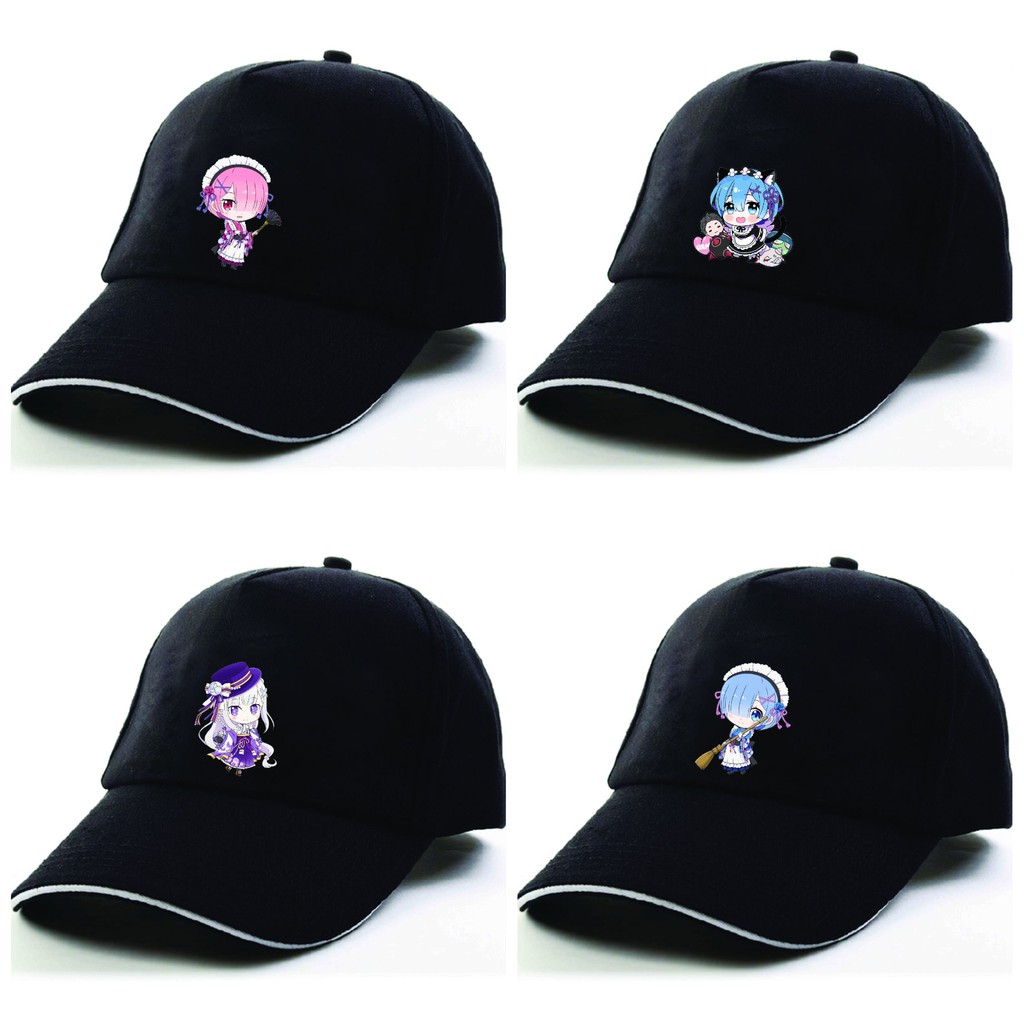 Mũ nón lưỡi trai đen in hình RE:ZERO BẮT ĐẦU LẠI Ở THẾ GIỚI KHÁC game anime chibi thời trang phong cách
