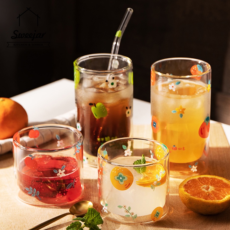 SWEEJAR Cốc  240ML/360ML hai lớp thủy tinh borosilicate chịu nhiệt độ cao chống bỏng để đựng cà phê