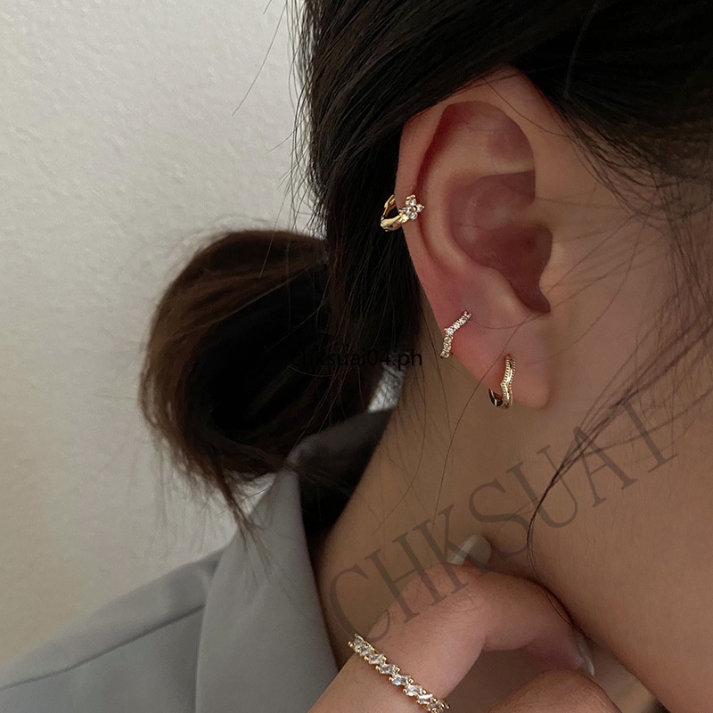 1 Cặp/1 Chiếc bông tai mạ vàng 14k đính đá zircon thời trang cho nữ