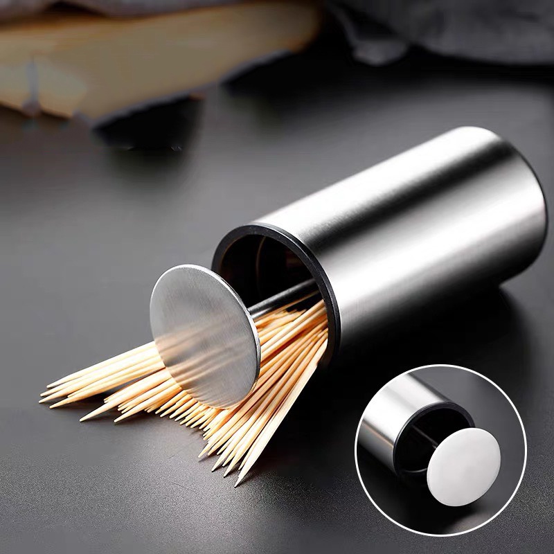 Lọ Đựng Tăm Cao Cấp Inox 304 Thông Minh Có Nút Bấm Tự Động Jodily StarHome