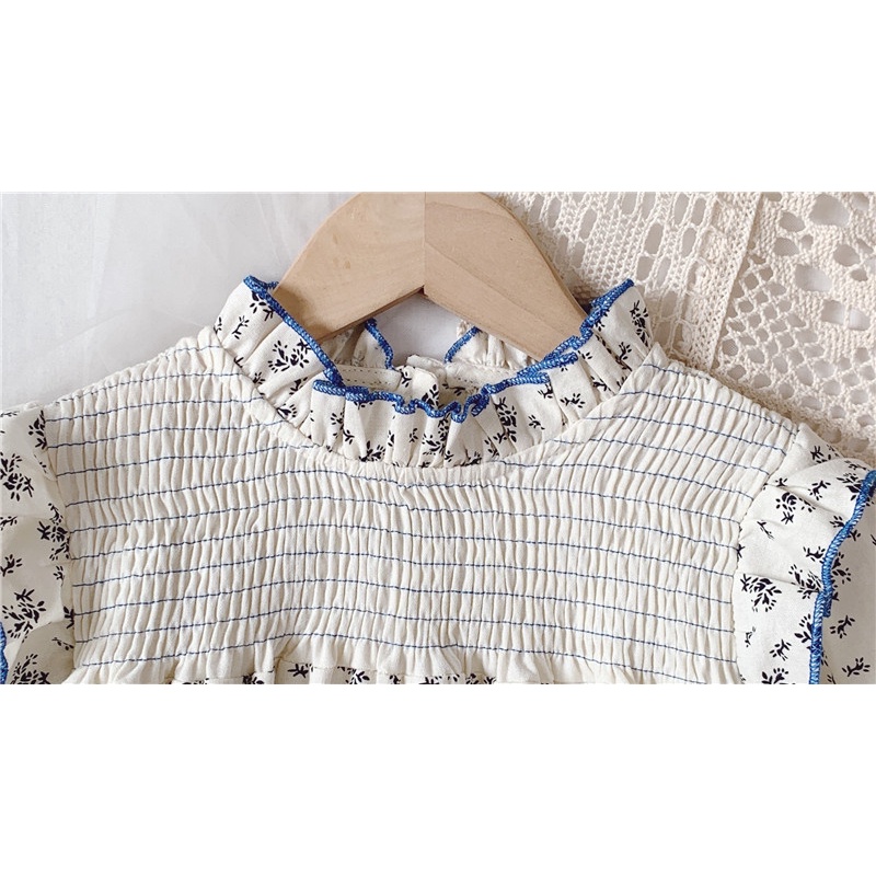 Áo sơ mi dài tay cho bé gái Áo sơ mi hoa nhí mùa thu và mùa đông cho bé gái