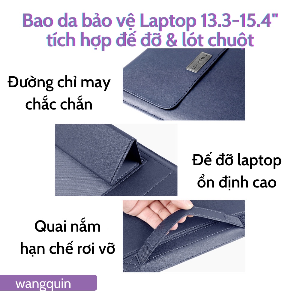 Sẵn VN Bao Da Bao Laptop Macbook 13 13.3 14 15 15.6 inch Sang Trọng Cao Cấp Nhiều Tính Năng Tích Hợp Giá Đỡ và Lót Chuột