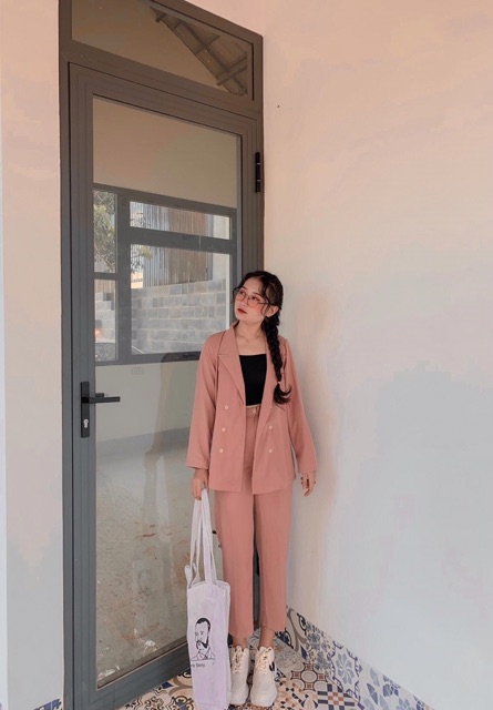 Set VEST HỒNG PASTEL