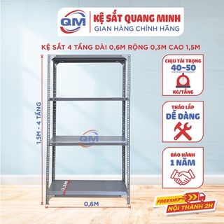 Kệ Sắt 4 Tầng Dài 0,6m Rộng 0,3m Cao 1,5m  QUANG MINH, Kệ Sắt V Lỗ Đa Năng - QM10