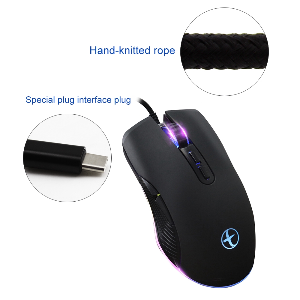 Chuột Chơi Game Có Dây Type-C / USB RGB 3200 DPI Chất Lượng Cao
