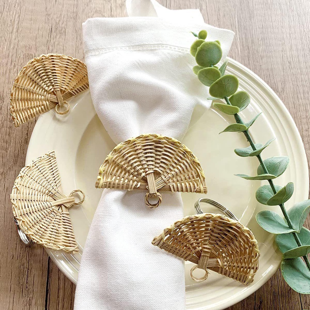 IVORY Vòng Giữ Khăn Ăn Bằng Vải Dệt Mộc Mạc Cho Nhà Bếp / Tiệc Cưới