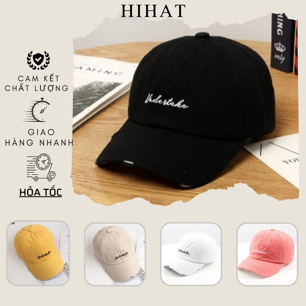 Mũ lưỡi trai thêu chữ đơn giản rách viền phong cách cá tính unisex dành cho cả nam và nữ LT411