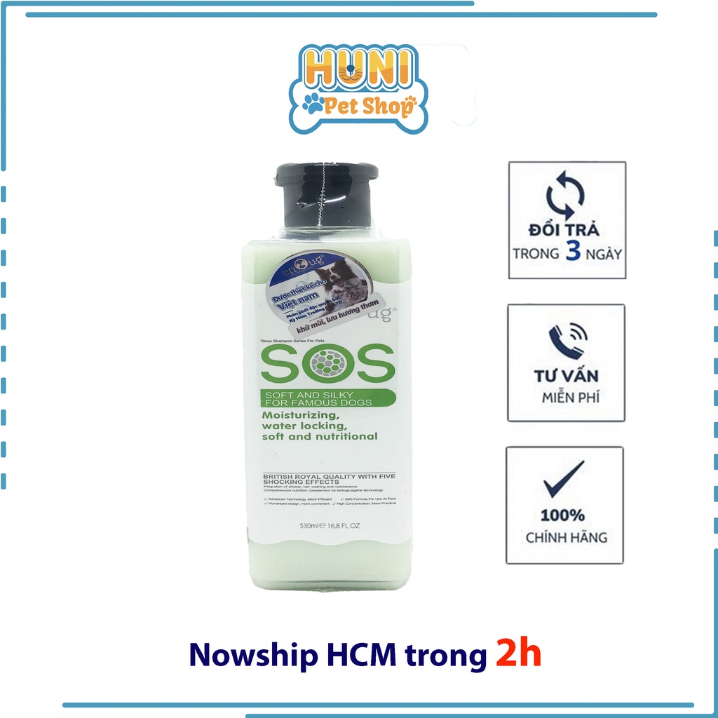 Sữa tắm SOS Sữa tắm chó Poodle khử mùi hôi và chó lông trắng, thơm lâu chai 530ml - Huni Petshop