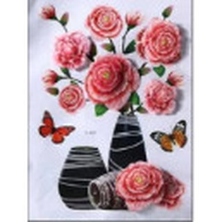 Decal dán tường 3D mẫu: Tranh dán tường hoa hồng phấn