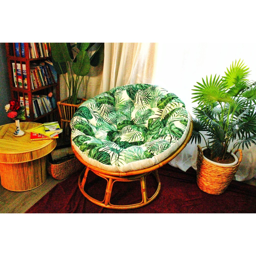GHẾ MÂY PAPASAN THƯ GIÃN NỆM XANH NHIỆT ĐỚI