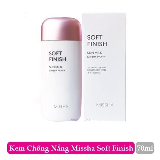 Kem Chống Nắng Missha hồng Soft Finish Sun Milk SPF 50+PA+++