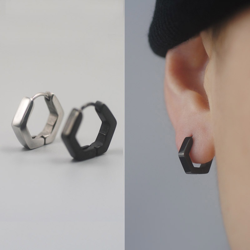 Bông tai khoen tròn nhỏ xinh bản dày phụ kiện trang sức unisex hot trend kpop khuyến mãi