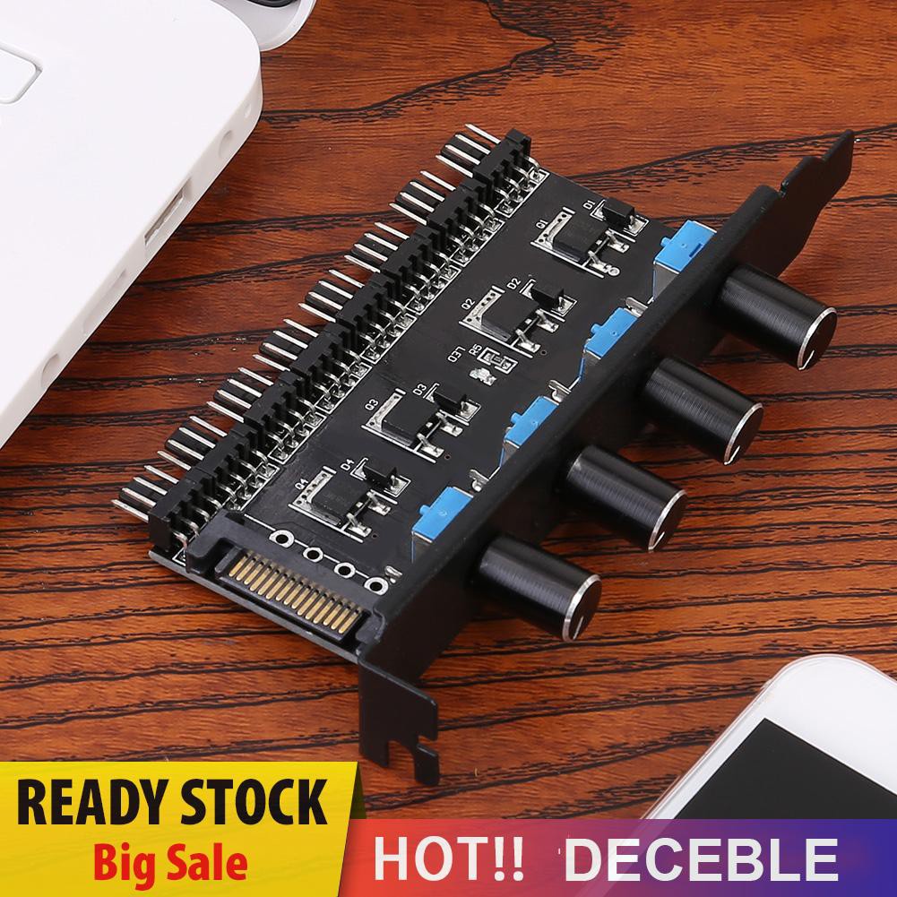 Deceble 8 Channels Cooling Fan HUB 4 Knob Radiator Speed Controller for CPU PC Case