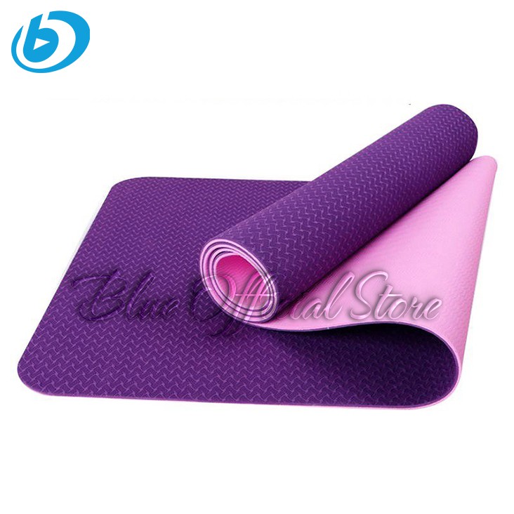 Thảm Tập YOGA ,GYM - Thảm YOGA - TPE Cao Cấp Chống Trơn Trượt 2 Lớp 6mm Chính Hãng Bảo Hành 365 Ngày - Tặng Kèm Túi.