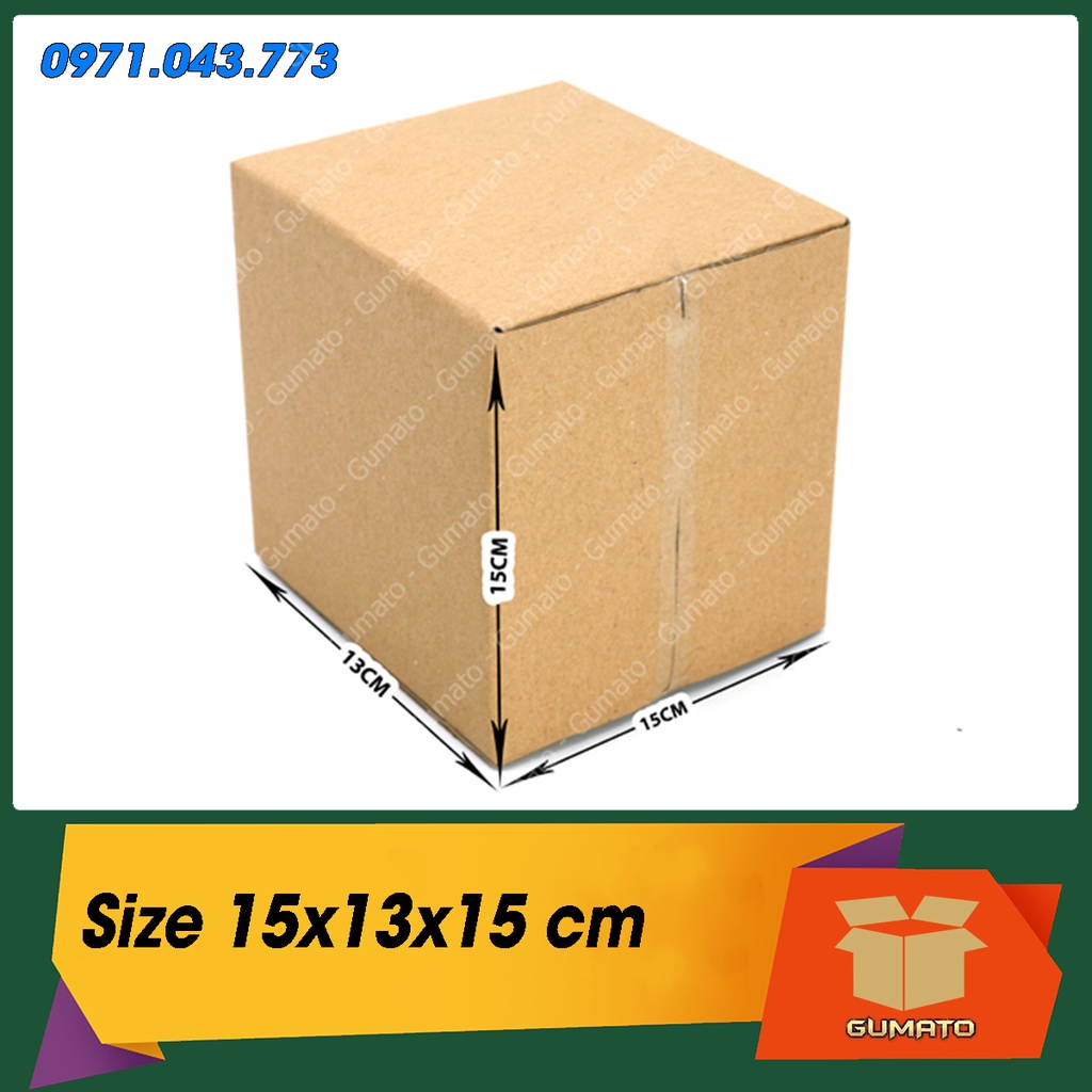 Size 15x13x15 cm, hộp giấy thùng carton gói hàng tại Gumato (Mã số P31)