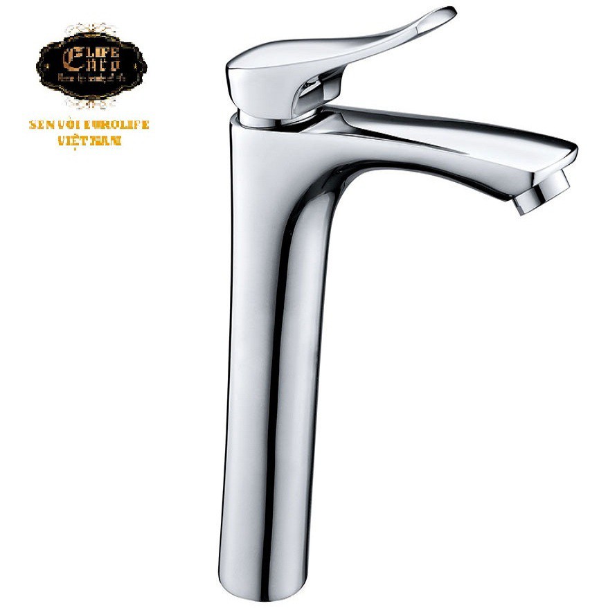 Vòi Lavabo điếu cao 30cm nóng lạnh Đồng mạ Chrome Eurolife EL-ROS03 (Trắng bạc)