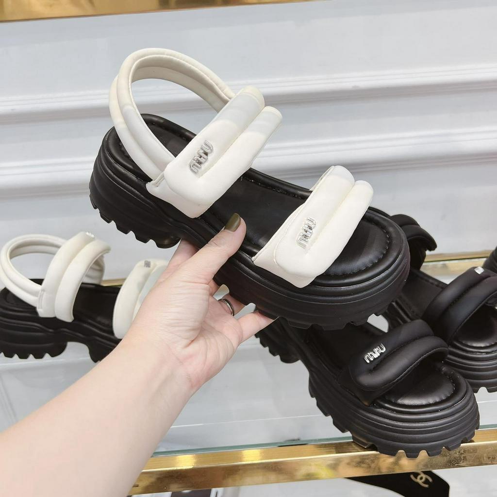 Dép sandal nữ 2 quai ngang phồng hậu lửng đế bánh mì cao 5p Hàng Loại 1 QC FULLBOX , em này đi lên siêu tôn dáng luôn