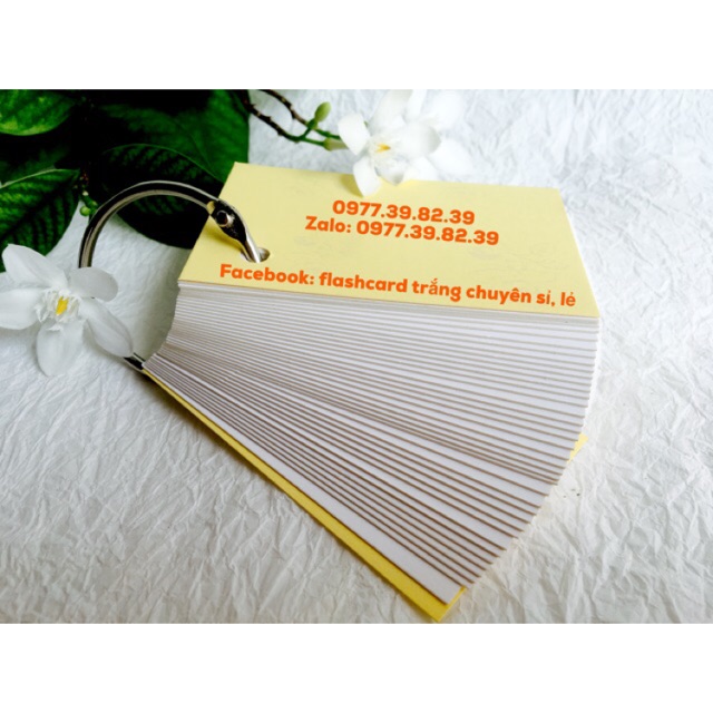 Flashcard trắng 2000 thẻ vuông dày vừa+ bìa vân 3D hoặc bìa ánh kim vuông 5x8cm